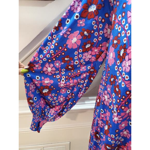 Free People Daisy Jane Mini Dress Botanical Combo Floral Tie Neck Size Small - Picture 5 of 16